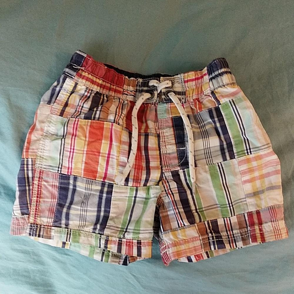 Baby Gap madras plaid swim trunks